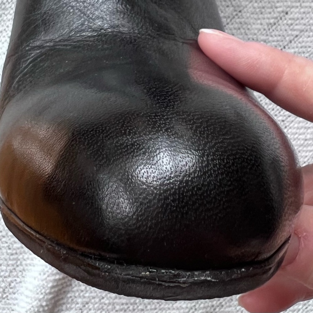 TORY BURCH black SOFT rushed leather boots slouchy gold tone hardware size 7 - Picture 4 of 12